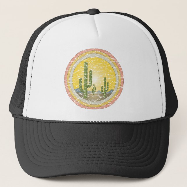 Gorra De Camionero Puesta del sol del desierto del cactus (Anverso)