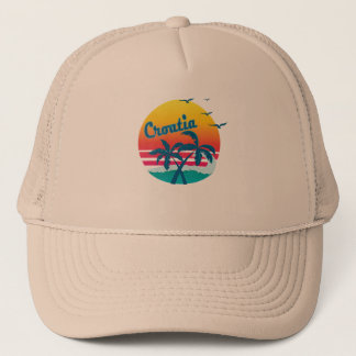 Gorra De Camionero Puesta del sol retra de Croacia del vintage,