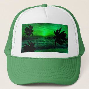 Gorra De Camionero PUestas de sol verdes escénico océano