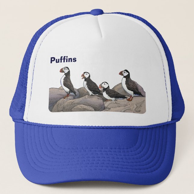 Gorra De Camionero Puffins atlánticos (Anverso)