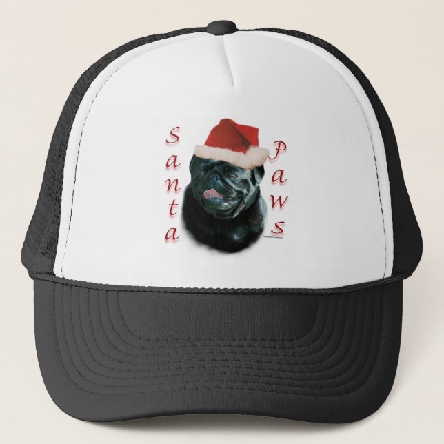 Gorra De Camionero Pug (blk) Santa Paws (Anverso)