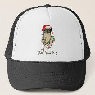 Gorra De Camionero Pug Dog Bah Humpug Navidades graciosos
