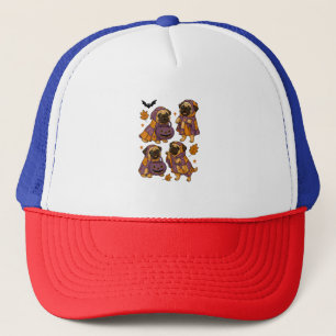 Gorra De Camionero Pug Dog Ghost Halloween Spooky
