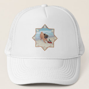 Gorra De Camionero Pug en la Playa