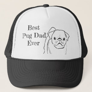 Gorra De Camionero Pug gruñón con la mano dibujada para el mejor pa