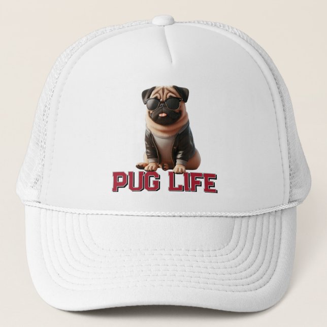 Gorra De Camionero Pug Life Cute Pug Dog (Anverso)