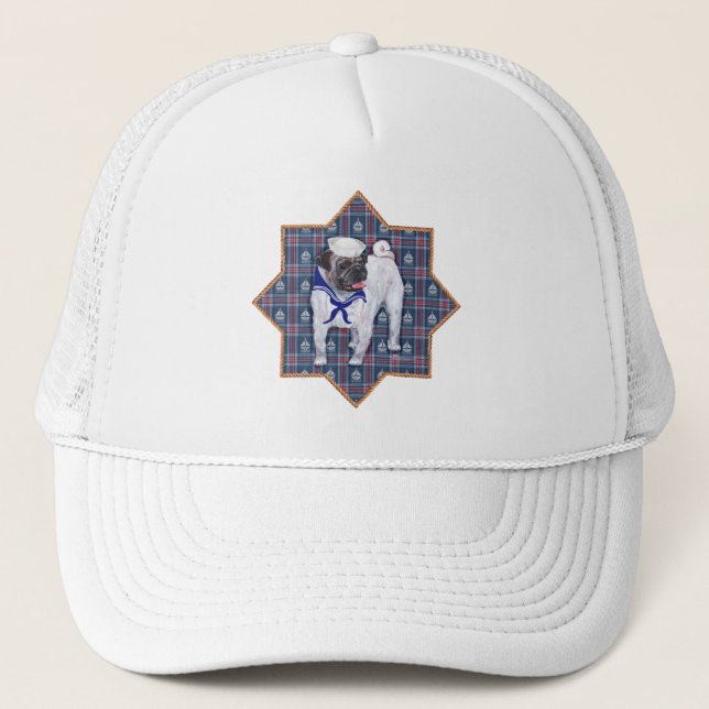 Gorra De Camionero Pug Marinero (Anverso)