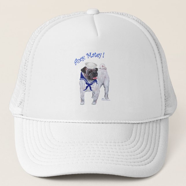 Gorra De Camionero Pug Marinero (Anverso)