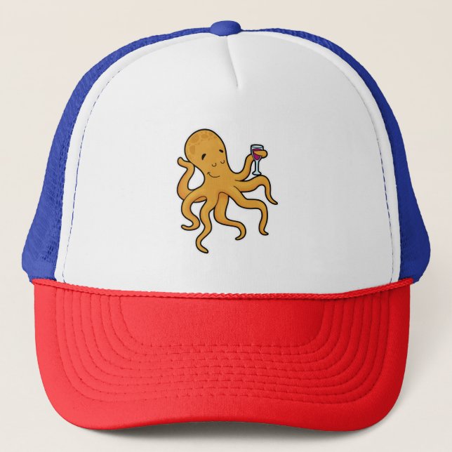 Gorra De Camionero Pulpo con vaso de jugo (Anverso)