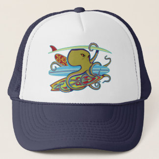 Gorra De Camionero Pulpo de Halloween que practica surf