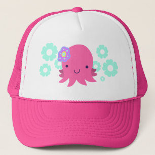 Gorra De Camionero Pulpo de la flor de las rosas fuertes