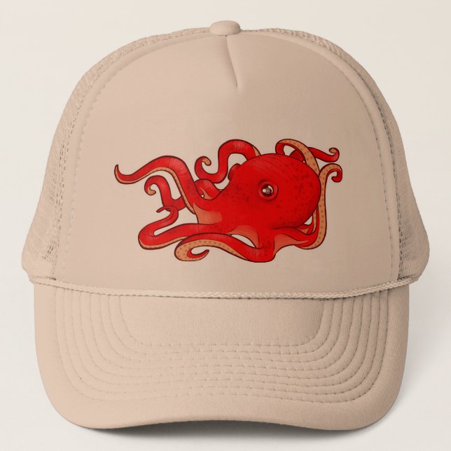 Gorra De Camionero Pulpo rojo (Anverso)