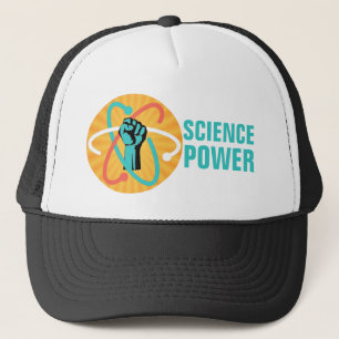 Gorra De Camionero Puño del poder de la ciencia y átomo retro en