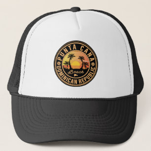 Gorra De Camionero Punta Cana Domingo Palm Tree Retro Sunset
