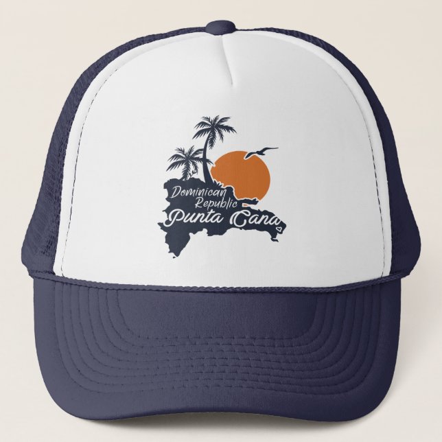 Gorra De Camionero Punta Cana Mapa Dominicano Marina Retro Sunset (Anverso)