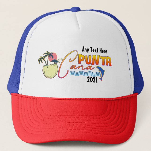 Gorra De Camionero Punta Cana Vacation Beach Personalizado de Matanza (Anverso)