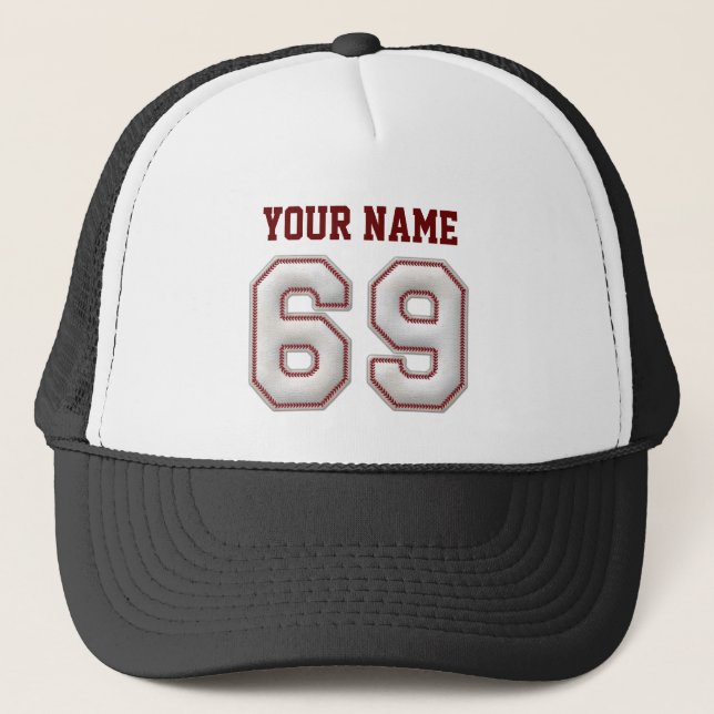 Gorra De Camionero Puntadas frescas del béisbol - nombre y número de (Anverso)