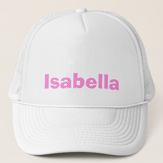 Gorra De Camionero Punto de polka rosa y blanco Subió personalizado (Anverso)