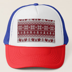 Gorra De Camionero Punto, Navidades, ardillas, patrón vintage.