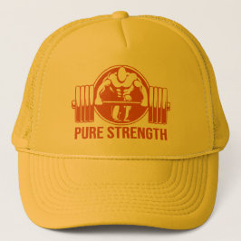 Gorra De Camionero Pure Strength Powerlifting Logo – Gold Edition Gym