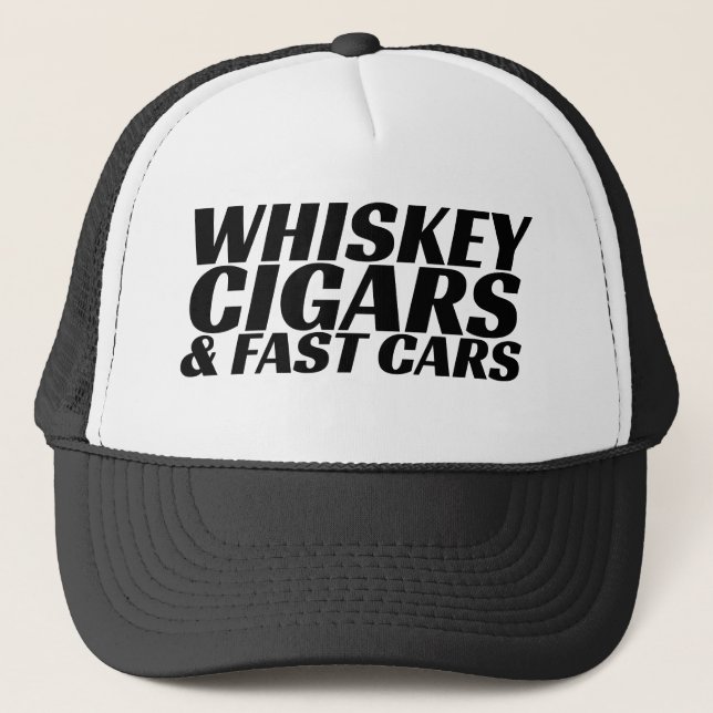 Gorra De Camionero Puros de Whisky y Coches Rápidos (Anverso)