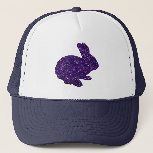 Gorra De Camionero Purple Glitter Silhouette Easter Bunny Hat (Anverso)