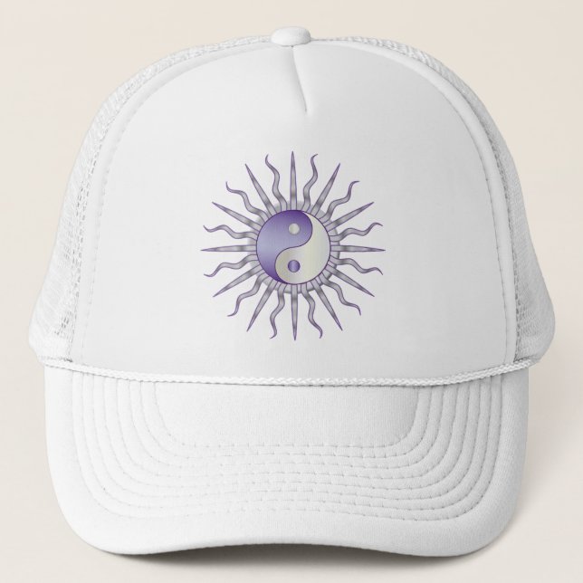 Gorra De Camionero Purple Starburst Yin Yang (Anverso)