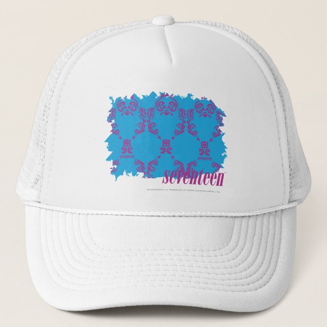 Gorra De Camionero Púrpura-Aguamarina 4 del damasco (Anverso)