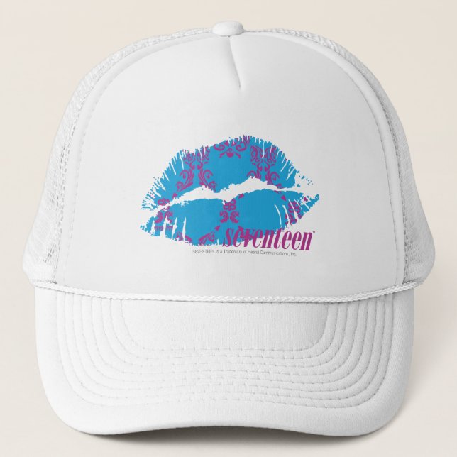 Gorra De Camionero Púrpura-Aguamarina del damasco (Anverso)