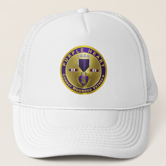 Gorra De Camionero Púrpura Corazón IRAQ (Anverso)