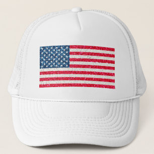 Gorra De Camionero Purpurina azul blanco rojo bandera estadounidense
