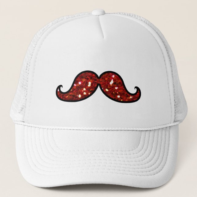 GORRA DE CAMIONERO PURPURINA IMPRESO BIGOTE ROJO DIVERTIDO (Anverso)