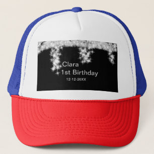 Gorra De Camionero Purpurina negra plateada agregar nombre fecha de c