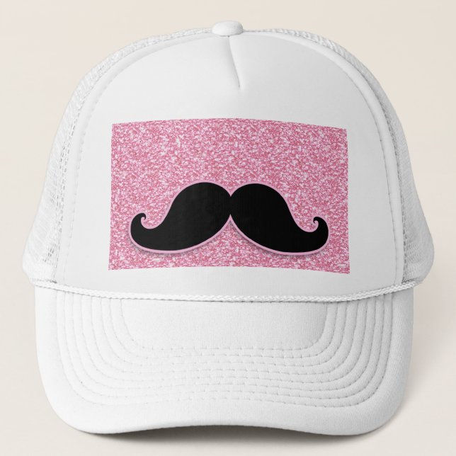 GORRA DE CAMIONERO PURPURINA NEGRO FEMENINO DEL ROSA DEL BIGOTE (Anverso)