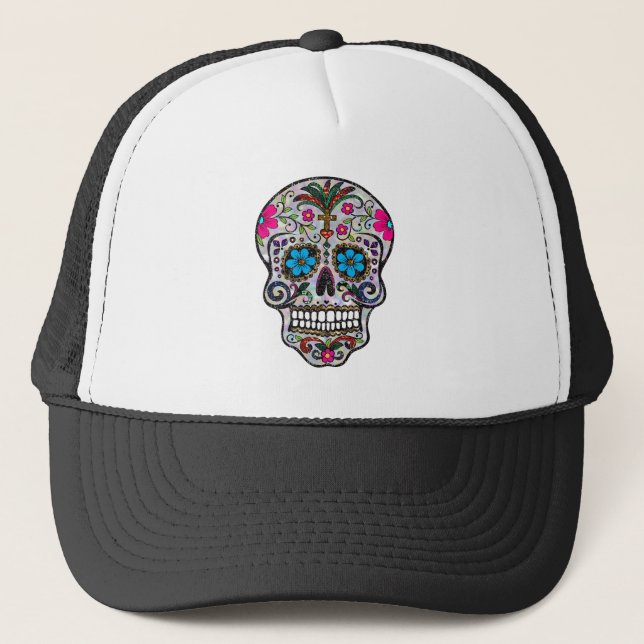 Gorra De Camionero purpurina Sugar Skull (Anverso)