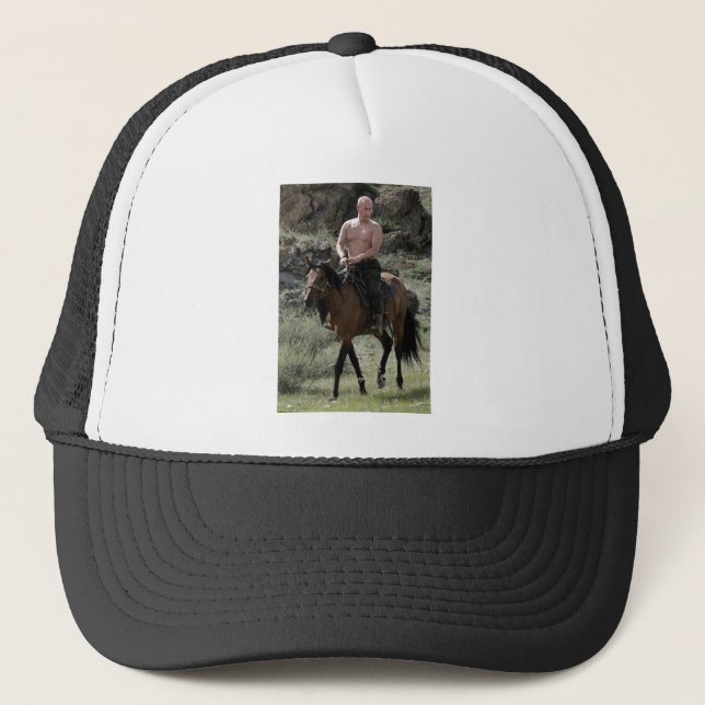 Gorra De Camionero Putin descamisado monta un caballo (Anverso)
