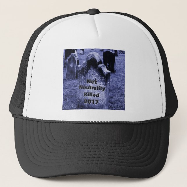 Gorra De Camionero QEPD Neutralidad neta Gravestone (Anverso)