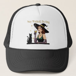 Gorra De Camionero Quédate malvada retro bruja