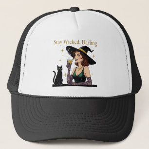 Gorra De Camionero Quédate malvada retro bruja 