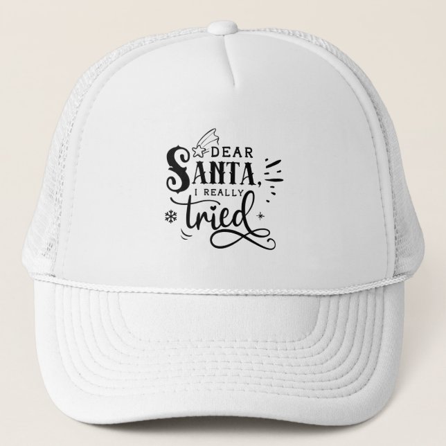Gorra De Camionero Querido Papá Noel, lo intenté de verdad | Navidade (Anverso)