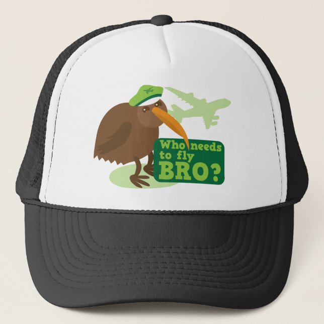 Gorra De Camionero ¿Quién necesita volar bro? humor del pájaro del (Anverso)