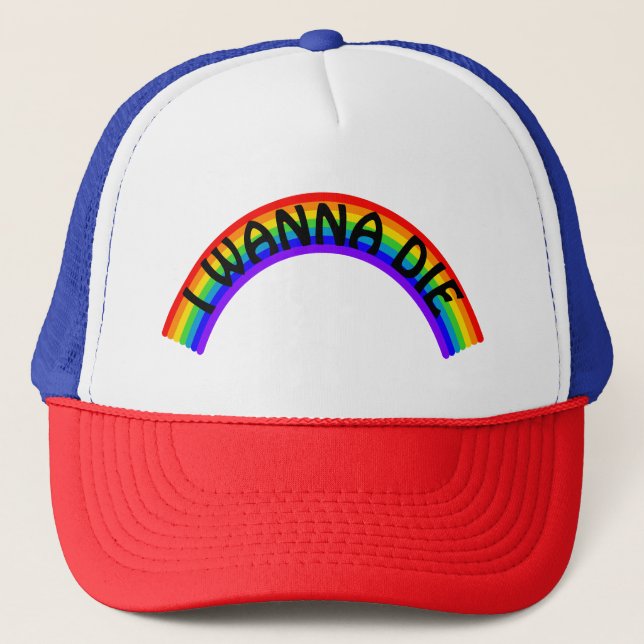 Gorra De Camionero Quiero morir - Arcoiris (Anverso)