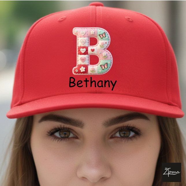 Gorra De Camionero Quilted Patchwork Initial Letter B Nursery (This is a sample design. There are several models to choose from, with the name and color changed.)