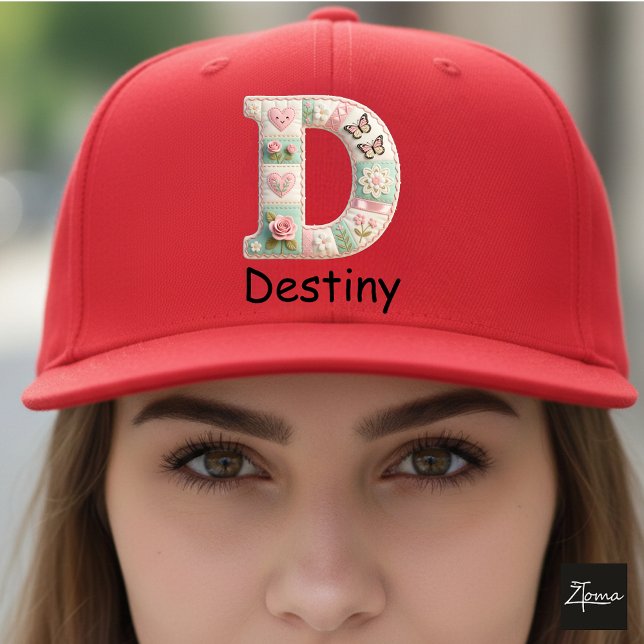 Gorra De Camionero Quilted Patchwork Initial Letter D Nursery (This is a sample design. There are several models to choose from, with the name and color changed.)