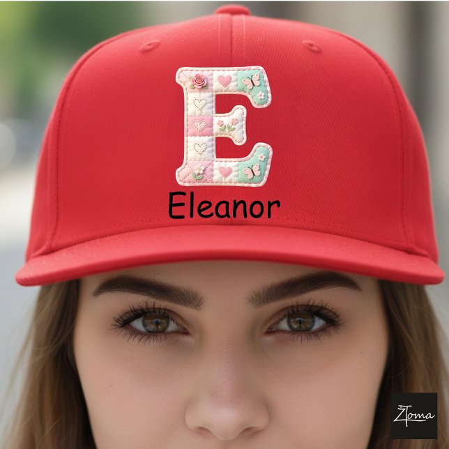 Gorra De Camionero Quilted Patchwork Initial Letter E Nursery (This is a sample design. There are several models to choose from, with the name and color changed.)