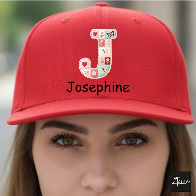 Gorra De Camionero Quilted Patchwork Initial Letter J Nursery (This is a sample design. There are several models to choose from, with the name and color changed.)