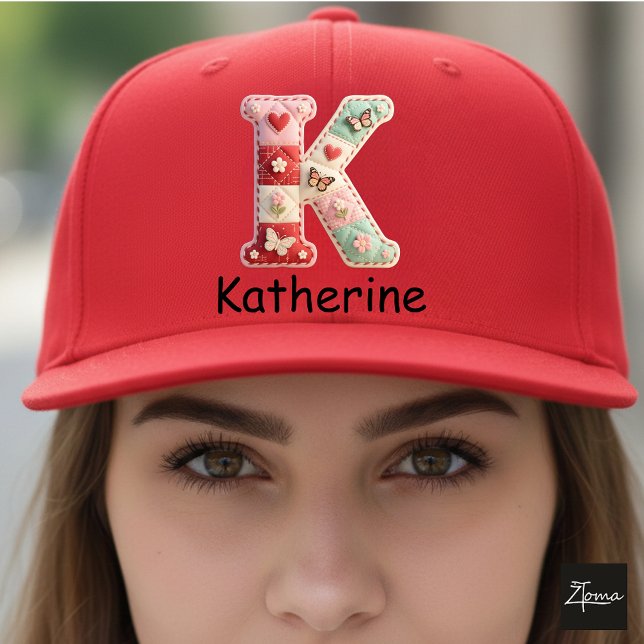 Gorra De Camionero Quilted Patchwork Initial Letter K Nursery (This is a sample design. There are several models to choose from, with the name and color changed.)