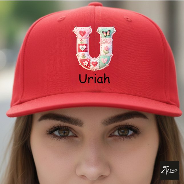 Gorra De Camionero Quilted Patchwork Initial Letter U Nursery (This is a sample design. There are several models to choose from, with the name and color changed.)