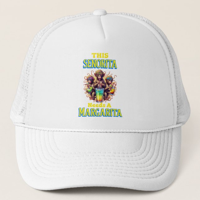 Gorra De Camionero Quirky Monkey señorita necesita margarita (Anverso)