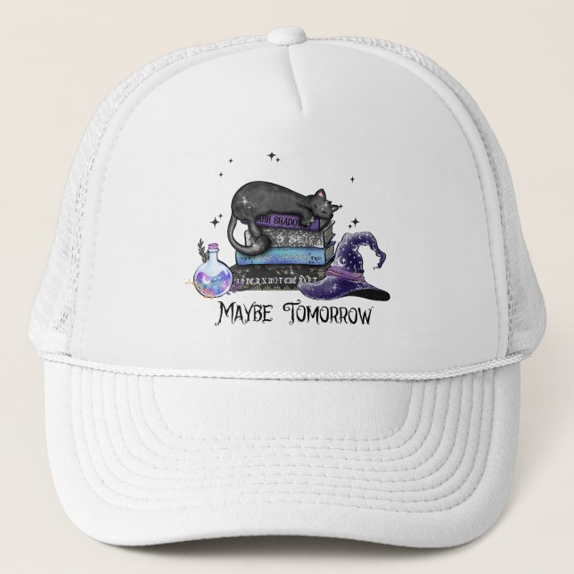 Gorra De Camionero Quizás mañana - Gato negro, libros y vibraciones (Anverso)